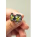 Green Pansy Stud Earrings | Handmade Hypoallergenic Flower Jewelry