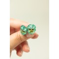 Mint Pansy Stud Earrings | Handmade Hypoallergenic Flower Jewelry