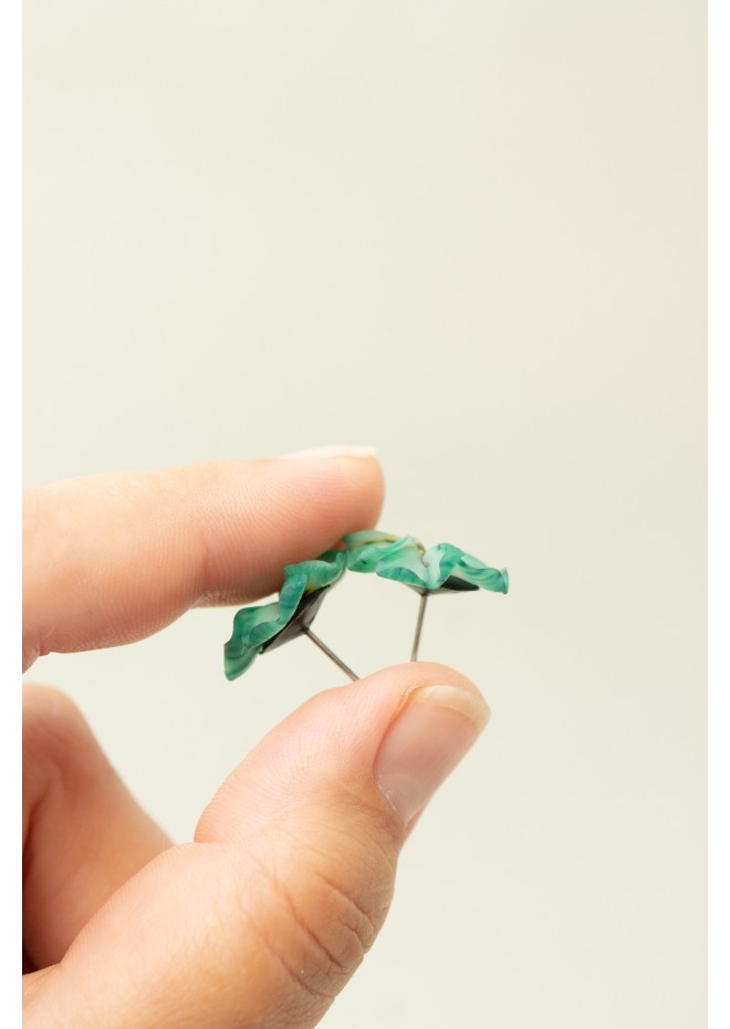 Mint Pansy Stud Earrings | Handmade Hypoallergenic Flower Jewelry