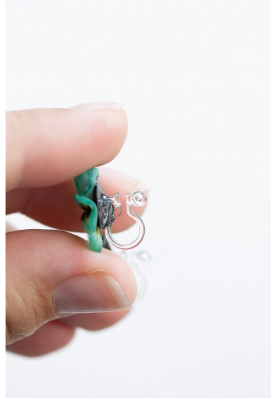 Handmade Pansy Stud Earrings in Mint