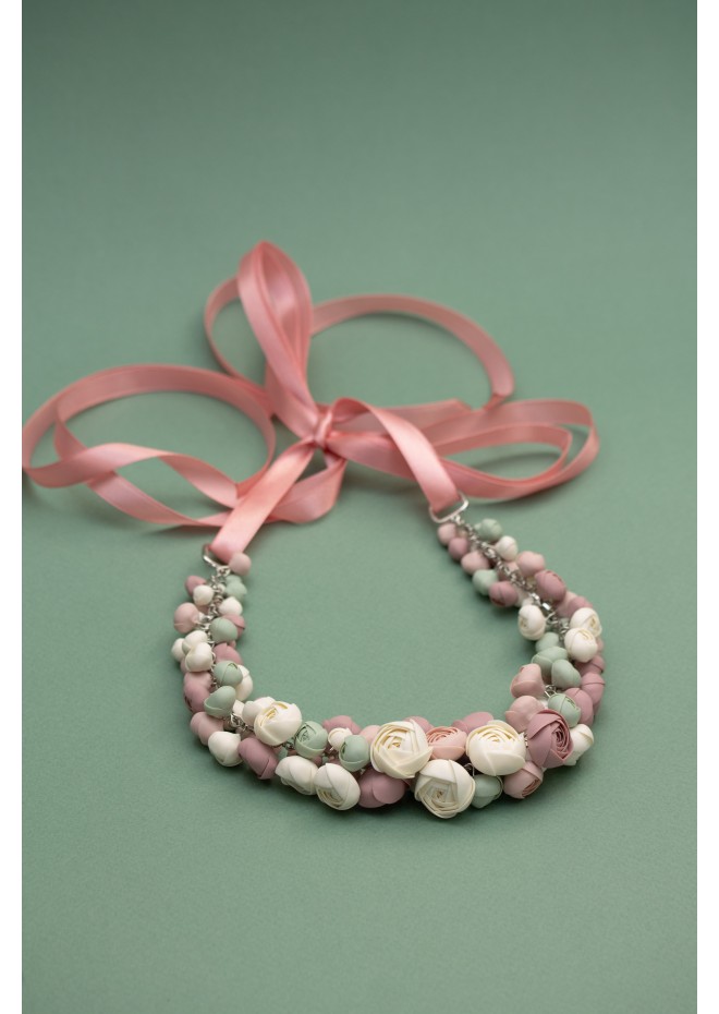 Handmade Pastel Ranunculus Flower Necklace