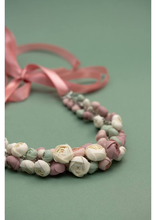 Handmade Pastel Ranunculus Flower Necklace