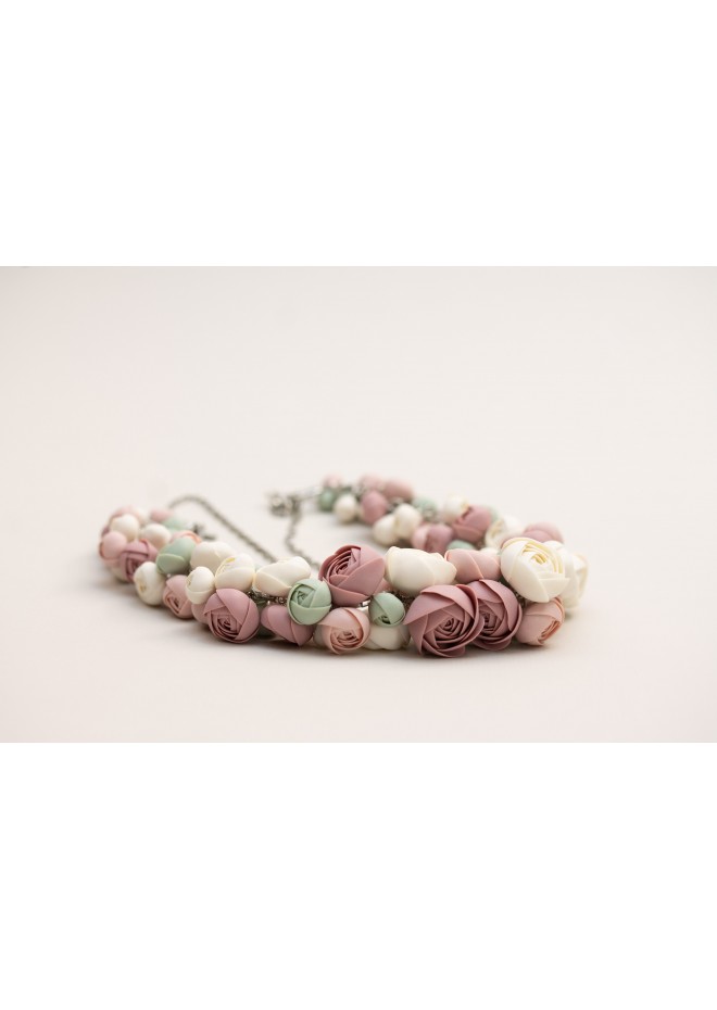 Handmade Pastel Ranunculus Flower Necklace