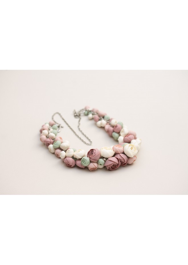 Handmade Pastel Ranunculus Flower Necklace