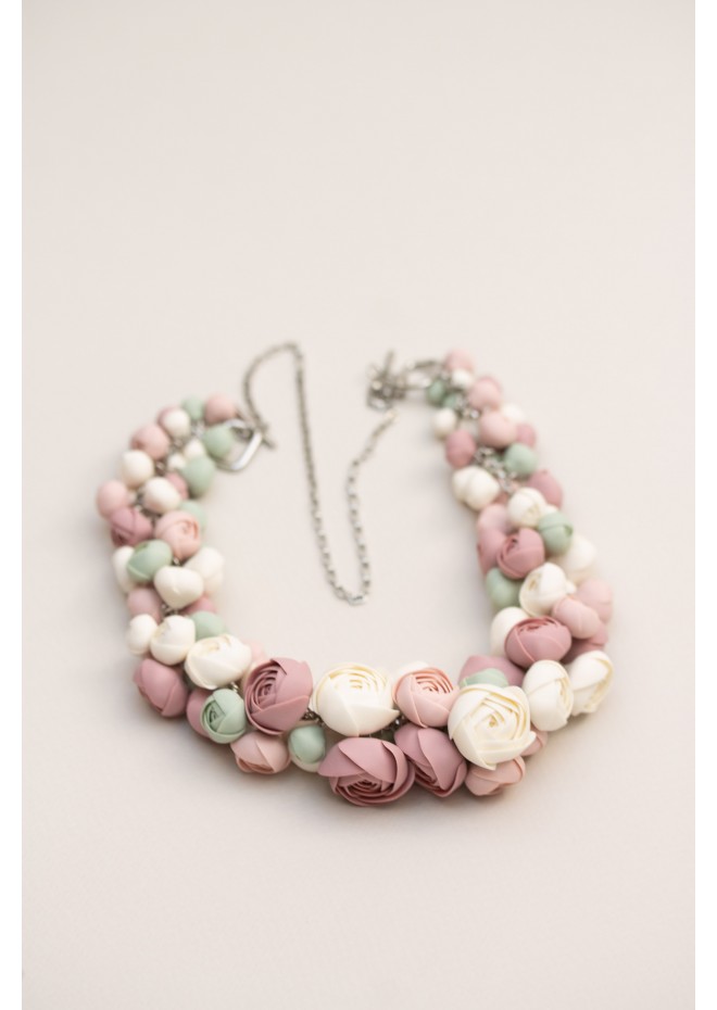 Handmade Pastel Ranunculus Flower Necklace