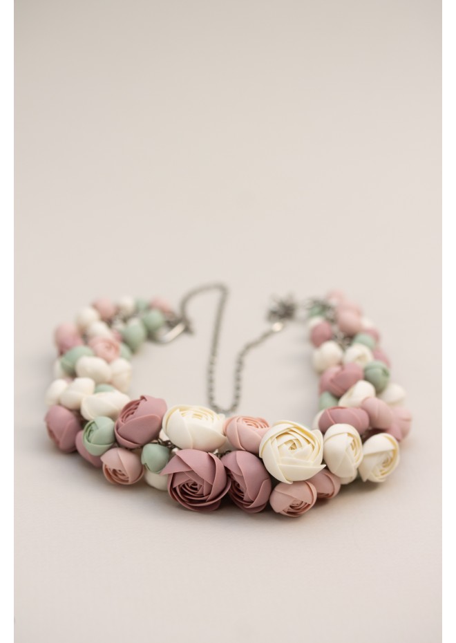Handmade Pastel Ranunculus Flower Necklace