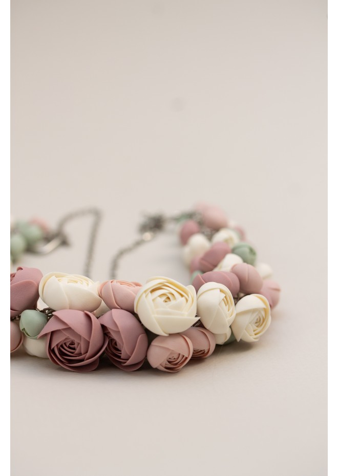 Handmade Pastel Ranunculus Flower Necklace