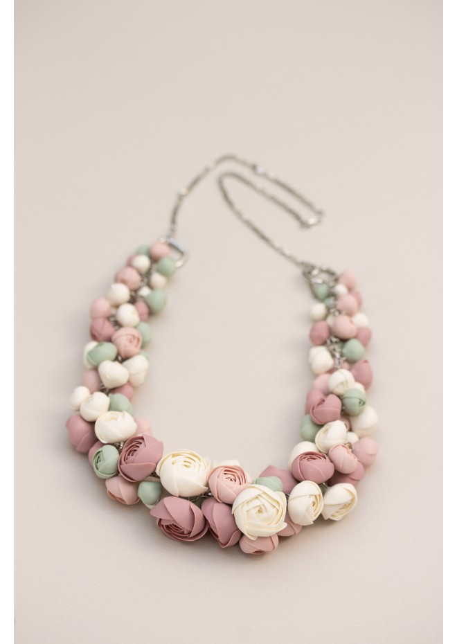 Handmade Pastel Ranunculus Flower Necklace