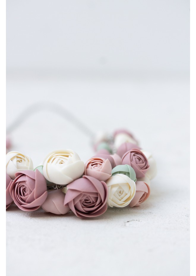 Handmade Pastel Ranunculus Flower Necklace