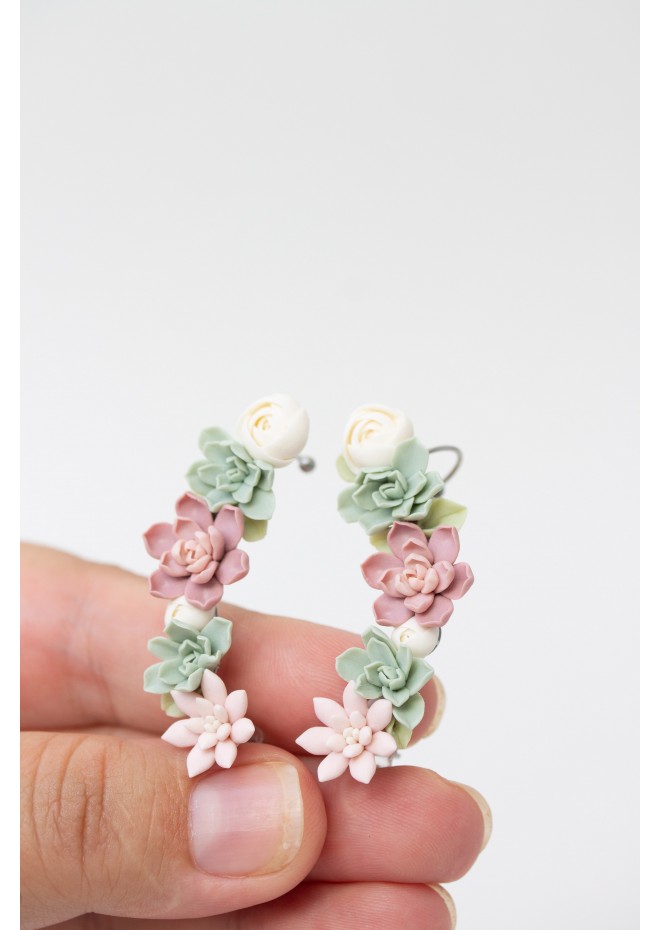 Versatile Succulent Ear Cuffs with Matching Studs – Hypoallergenic Jewelry Set