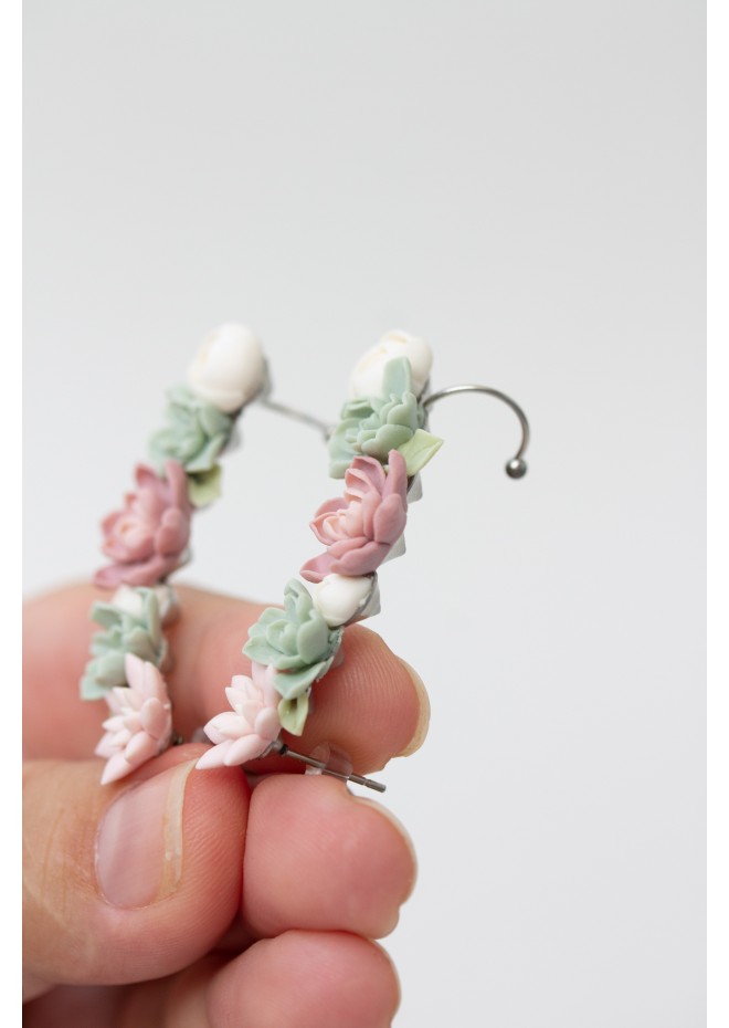 Versatile Succulent Ear Cuffs with Matching Studs – Hypoallergenic Jewelry Set