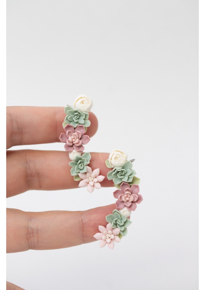 Versatile Succulent Ear Cuffs with Matching Studs – Hypoallergenic Jewelry Set