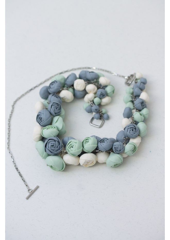 Handmade Pastel Ranunculus Flower Necklace