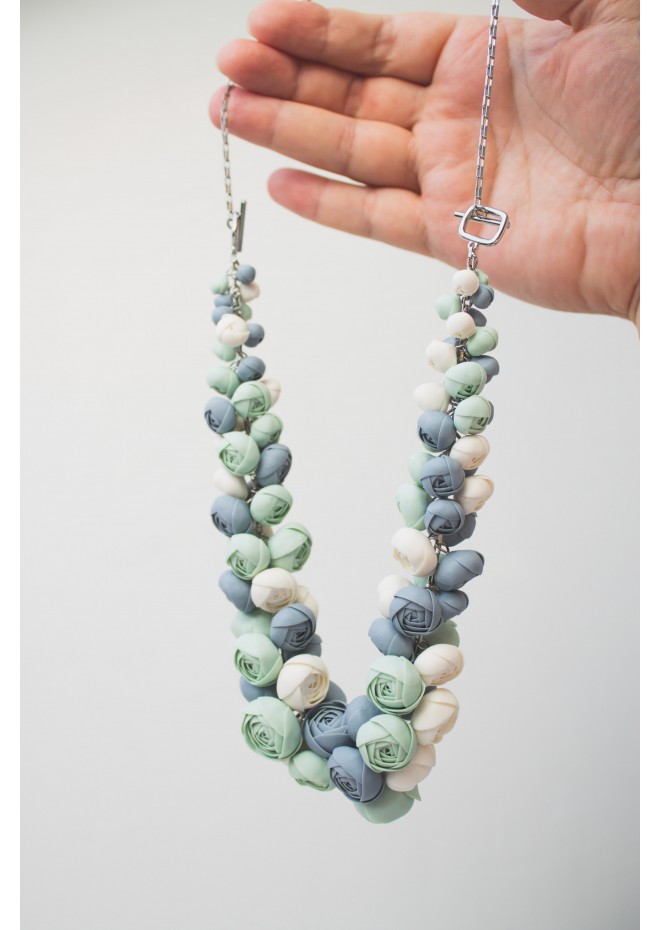 Handmade Pastel Ranunculus Flower Necklace