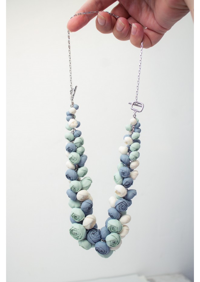 Handmade Pastel Ranunculus Flower Necklace