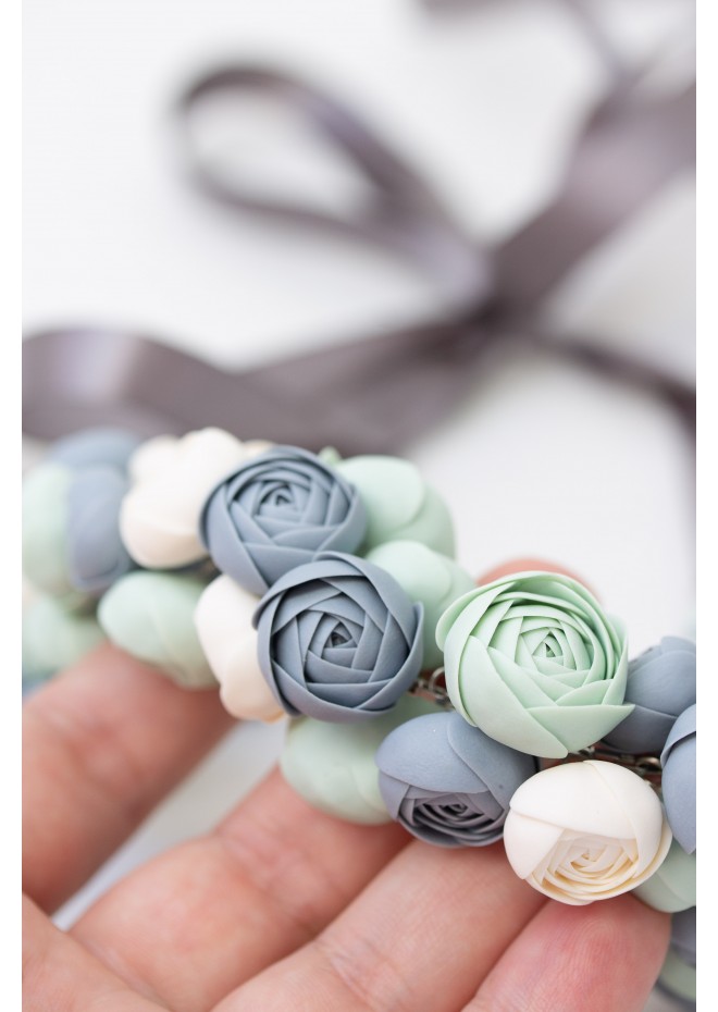 Handmade Pastel Ranunculus Flower Necklace