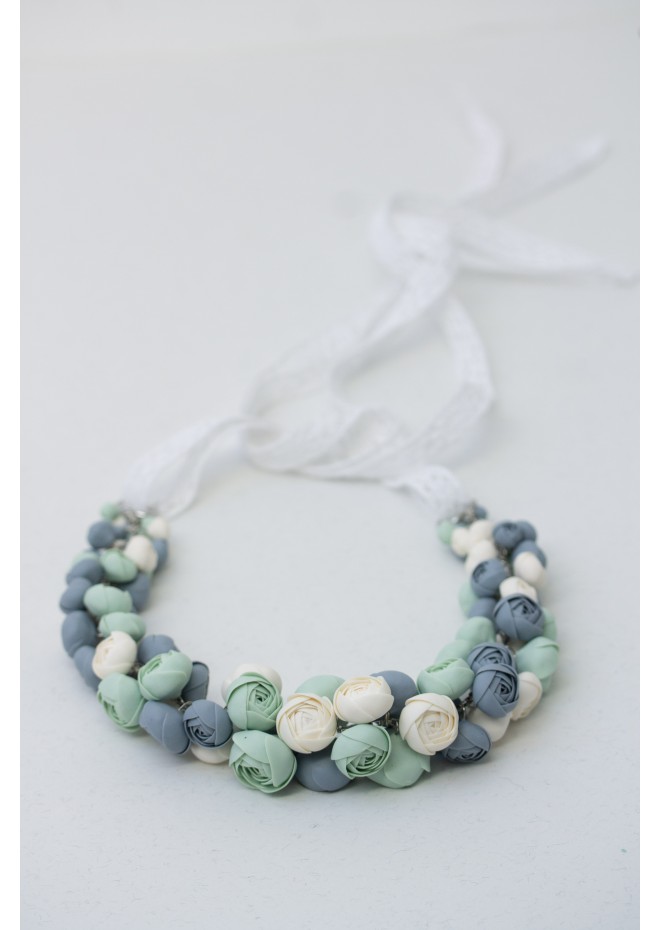 Handmade Pastel Ranunculus Flower Necklace