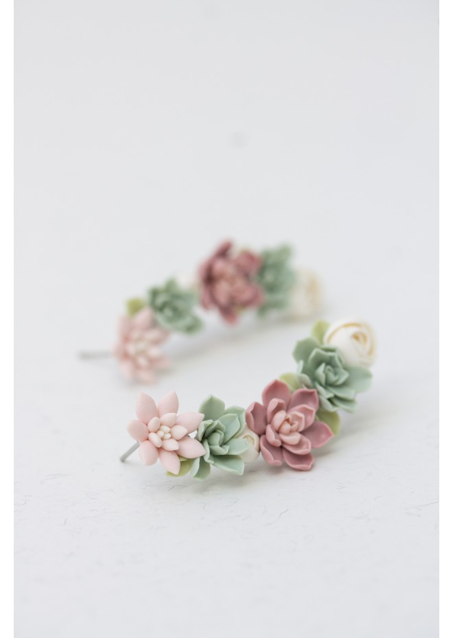 Versatile Succulent Ear Cuffs with Matching Studs – Hypoallergenic Jewelry Set