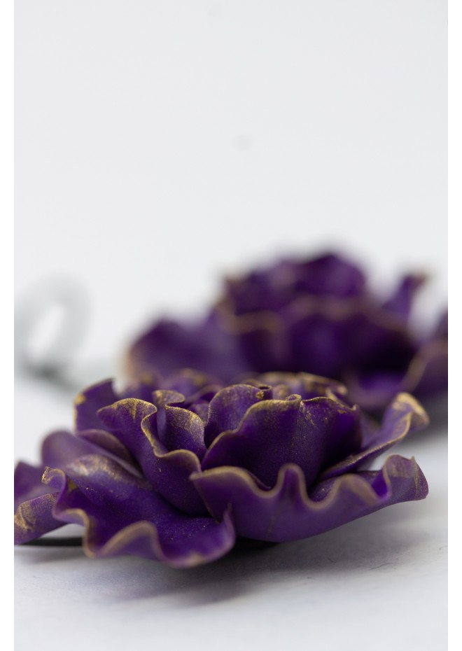 Purple Flower Statement Earrings – Handmade Jewelry