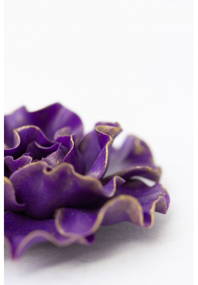 Purple Flower Statement Earrings – Long Handmade Floral Jewelry with Gold Edges – Lightweight Big Earrings