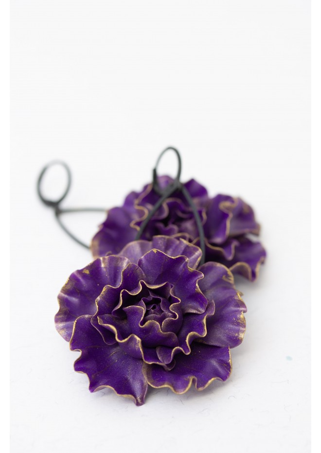 Purple Flower Statement Earrings – Handmade Jewelry