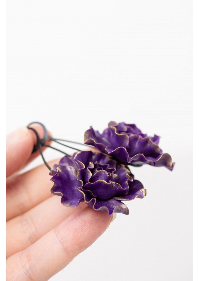 Purple Flower Statement Earrings – Handmade Jewelry