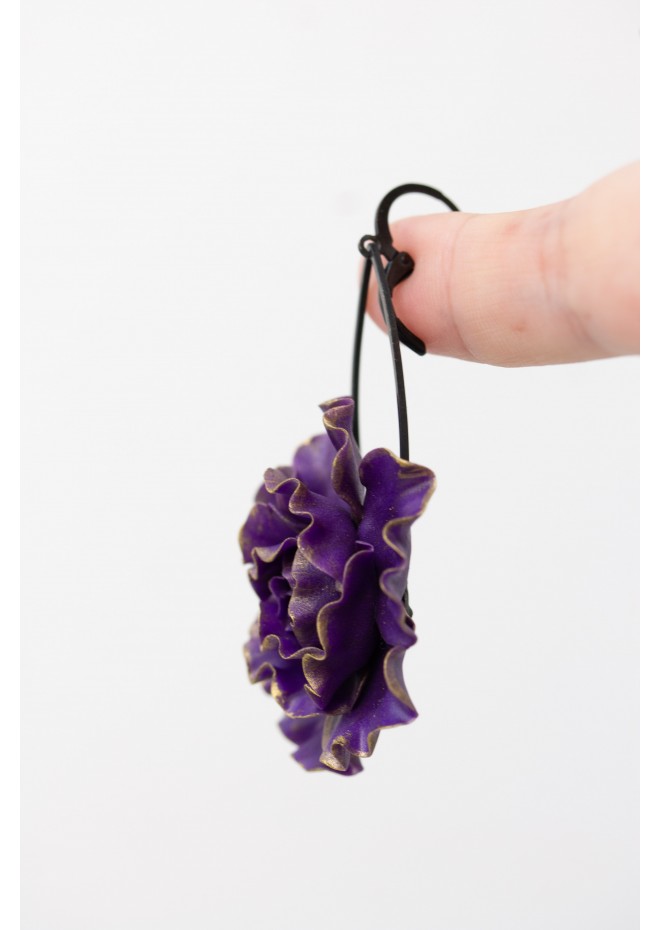 Purple Flower Statement Earrings – Handmade Jewelry