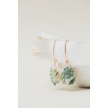 Handmade Gray‑Green Succulent Earrings (Polymer Clay, Rose Gold)