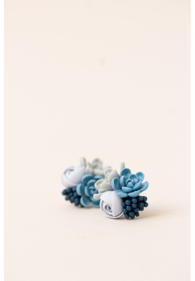 Handcrafted Succulent Bouquet Earrings – Blue