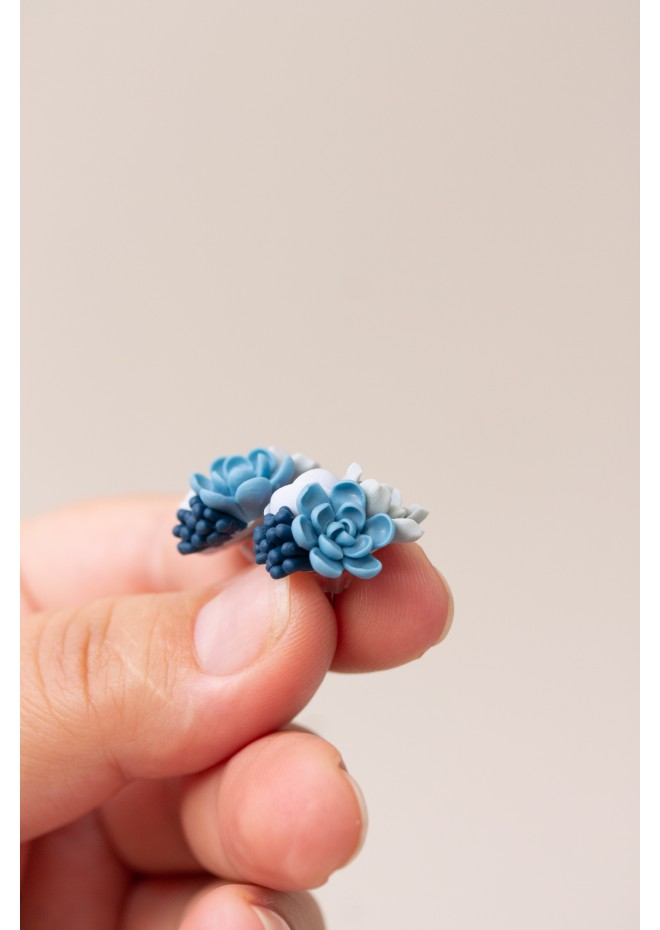 Succulent Bouquet Earrings – Handmade in Pastel Clay