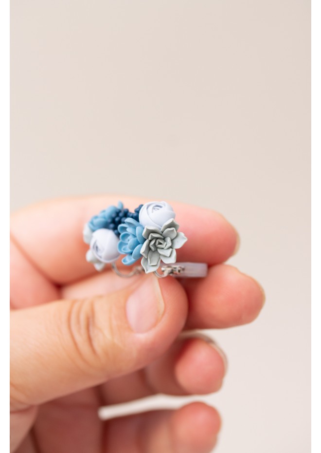 Succulent Bouquet Earrings – Handmade in Pastel Clay