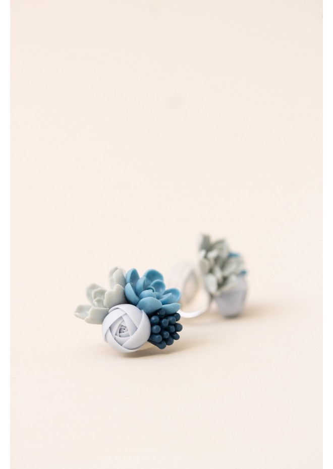 Succulent Bouquet Earrings – Handmade in Pastel Clay