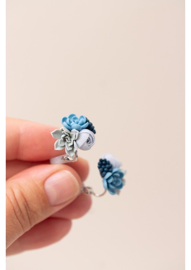 Succulent Bouquet Earrings – Handmade in Pastel Clay