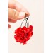 Red gold Flowers Statement earrings, polymer clay earrings
