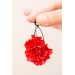 Red gold Flowers Statement earrings, polymer clay earrings