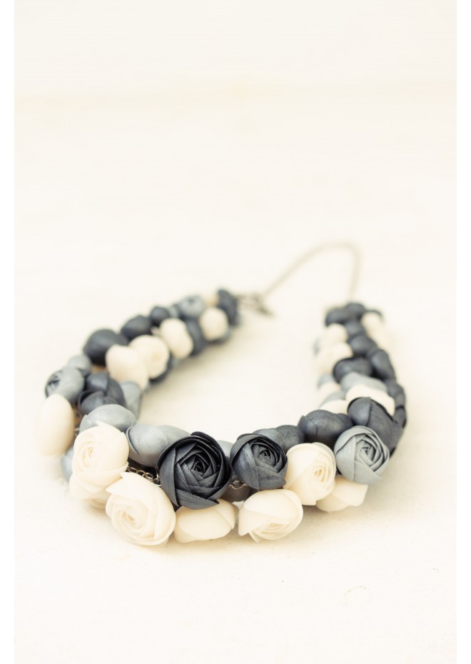 Beyond Colors Necklace – Unique Handmade Gray and White Floral Jewelry | Eten Iren