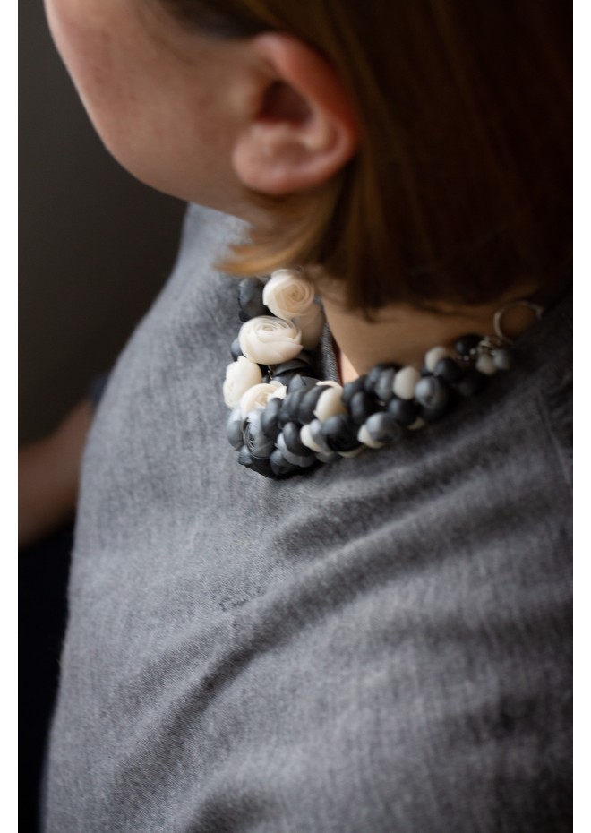 Beyond Colors Necklace – Unique Handmade Gray and White Floral Jewelry | Eten Iren