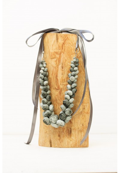 Gray Bloom Necklace – One of a Kind Handmade Floral Design