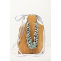 Gray and Mint Handmade Floral Necklace