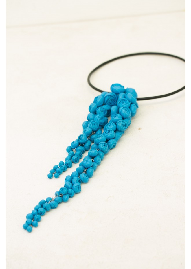 Blue Sculptural Asymmetric Necklace