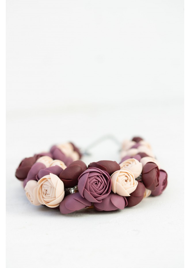 Purple Rose Floral Necklace