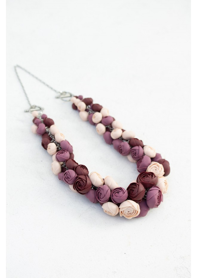 Purple Rose Floral Necklace