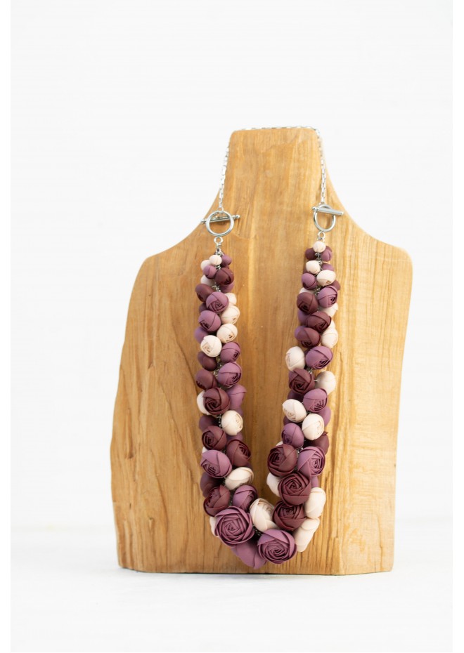 Purple Rose Floral Necklace