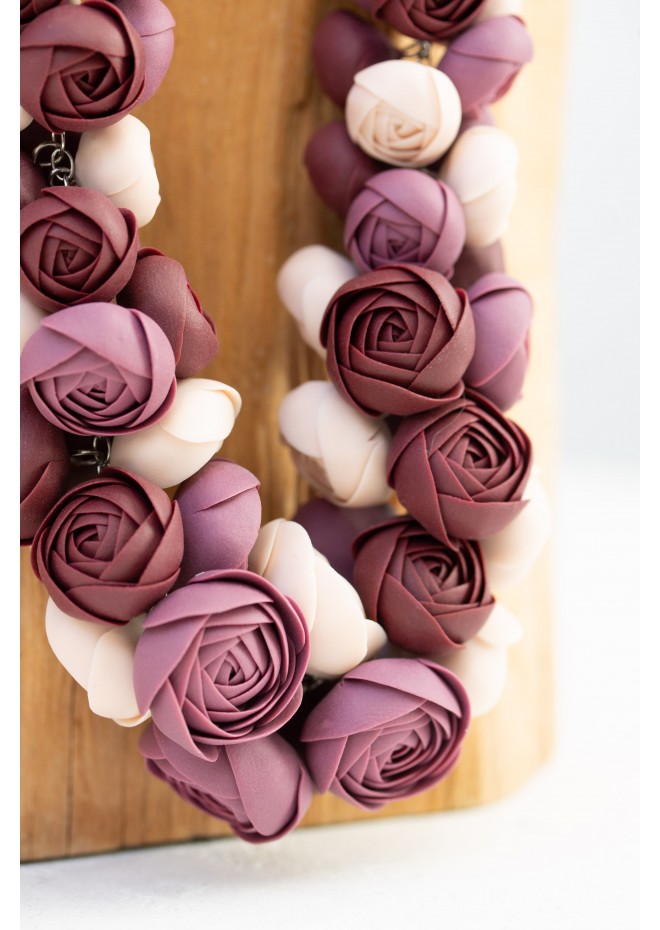 Purple Rose Floral Necklace