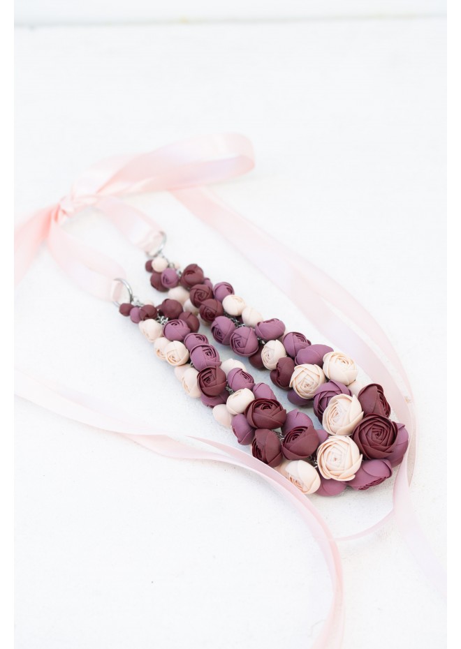 Purple Rose Floral Necklace