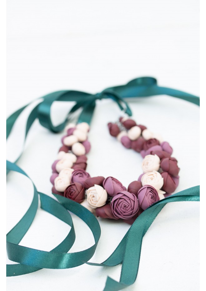 Purple Rose Floral Necklace