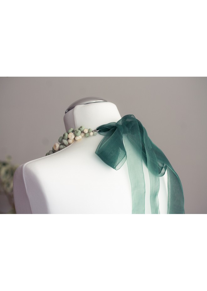 Sage & Ivory Rose Floral Necklace