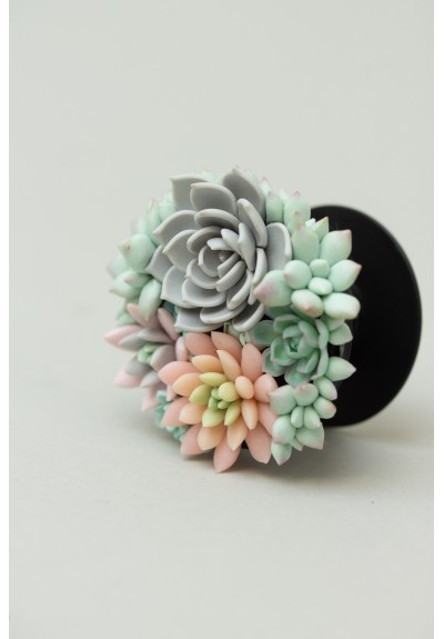 Handcrafted Polymer Clay Succulent Phone Grip - Unique Accessory