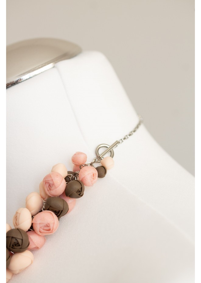 Chocolate Blush Floral Statement Necklace