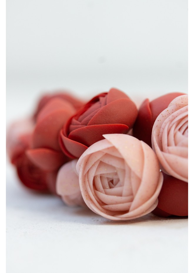 Deep Red Floral Statement Necklace
